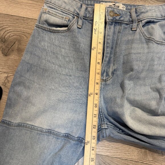 Hollister Jeans Curvy Ultra High Rise Dad Patchwork Light Wash Sz 5 Baggie Denim - Picture 10 of 16